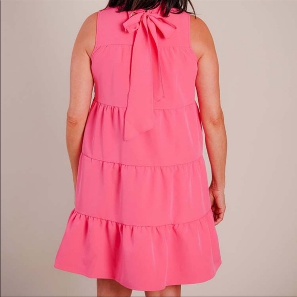 NWT Mud Pie Pink Bow Neck Dress. Size Small - Picture 5 of 11